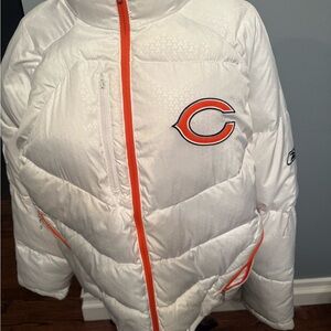 Chicago Bears White Winter Jacket Unisex Medium Vintage Reebok Team Apparel NFL